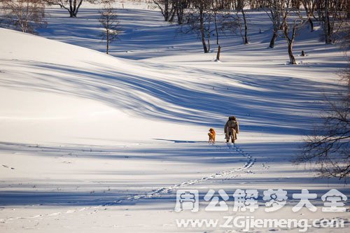 走在雪地里